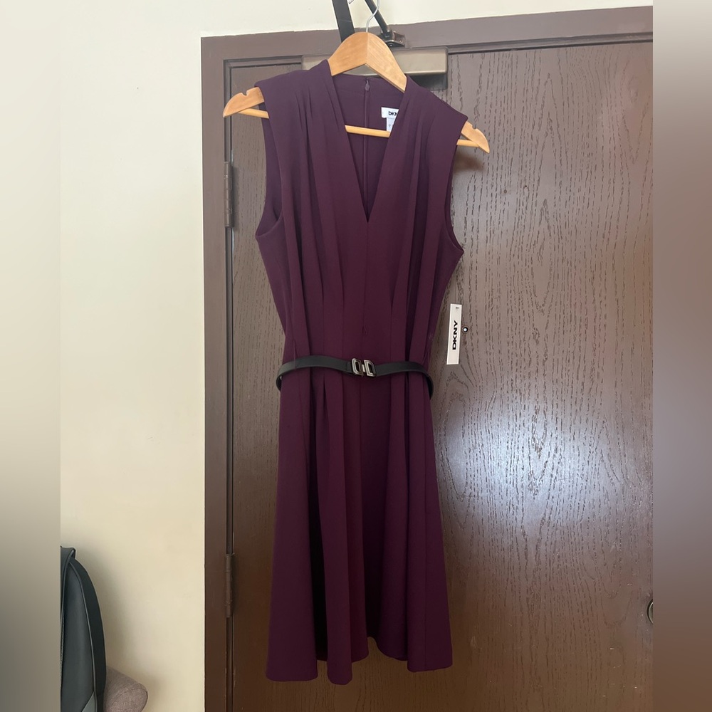 NEW Purple DKNY Sleeveless Fit & Flare Dress - Picture 4 of 7